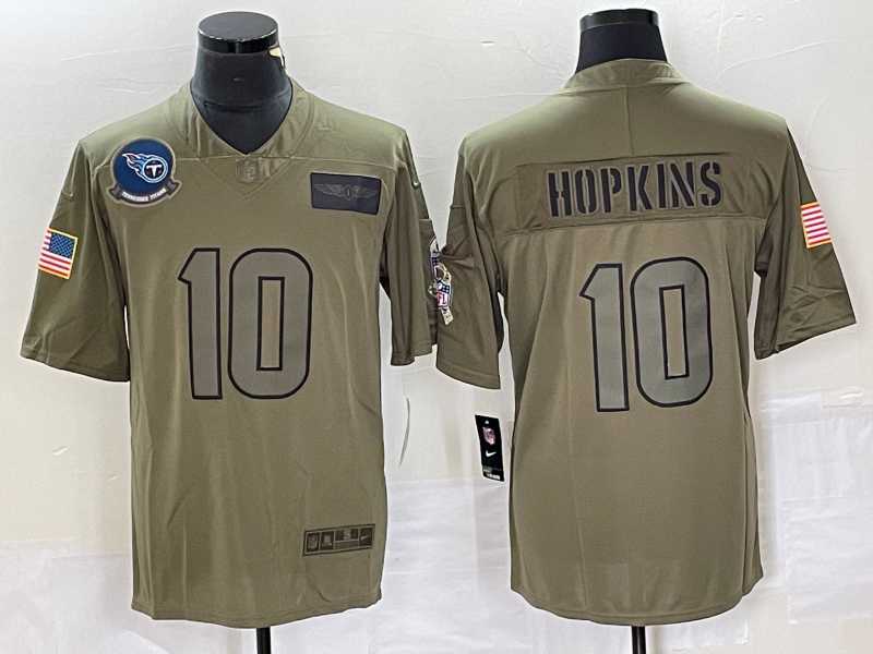 Men%27s Tennessee Titans #10 DeAndre Hopkins NEW Olive 2019 Salute To Service Stitched Nike Limited Jersey->tennessee titans->NFL Jersey